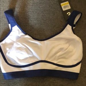 Navy and White High Impact Sports Bra